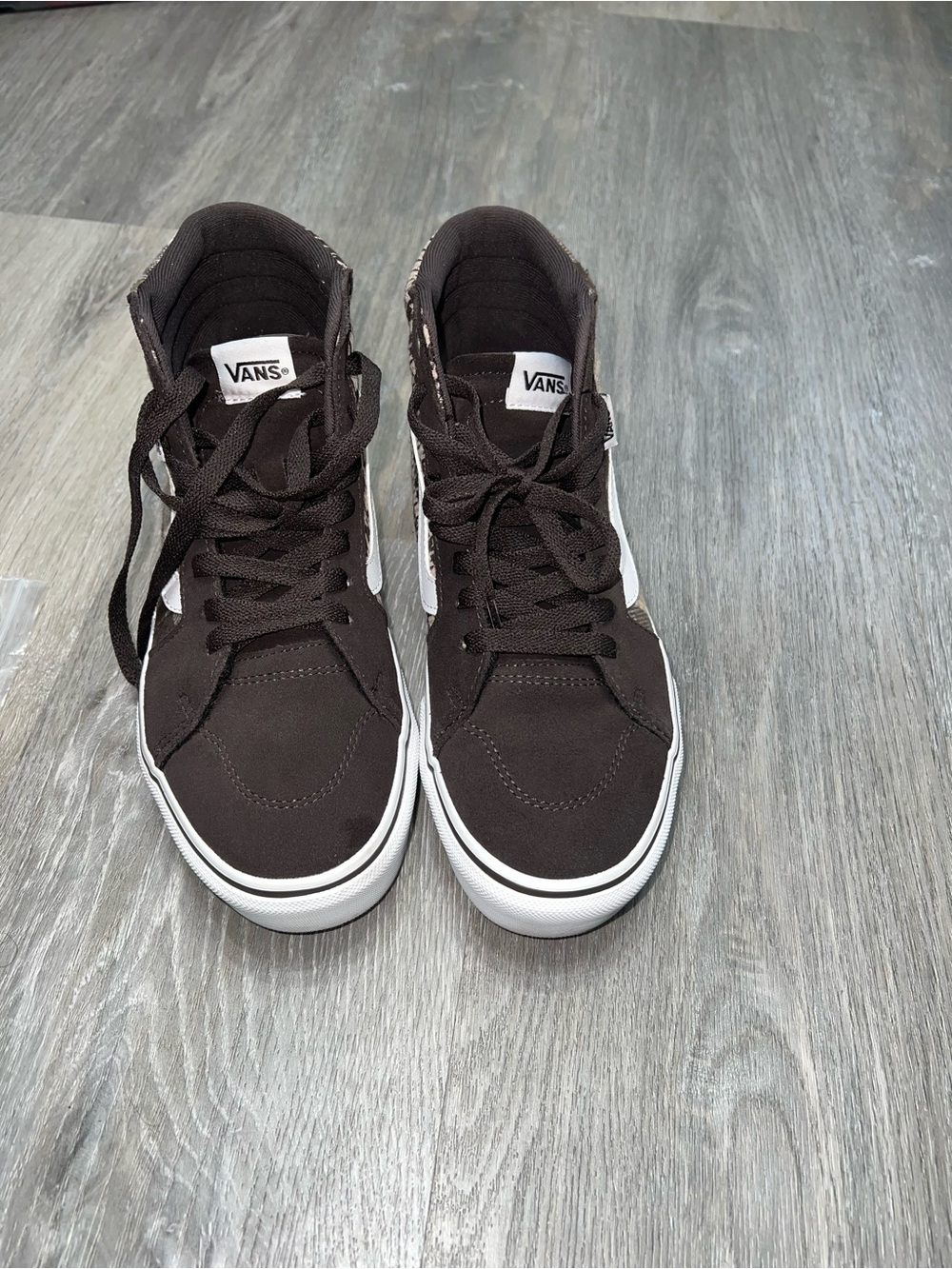 Vans WomensHigh-Top Sneakers in Brown and White